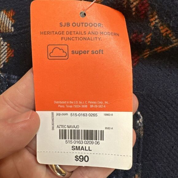 NWT St. John's Bay Men's Jacket Aztec Navajo Small Sherpa Navy Red Orange Brown - Picture 2 of 7